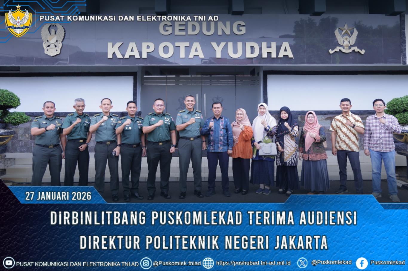 DIRBINLITBANG PUSKOMLEKAD TERIMA AUDIENSI DIREKTUR POLITEKNIK NEGERI JAKARTA